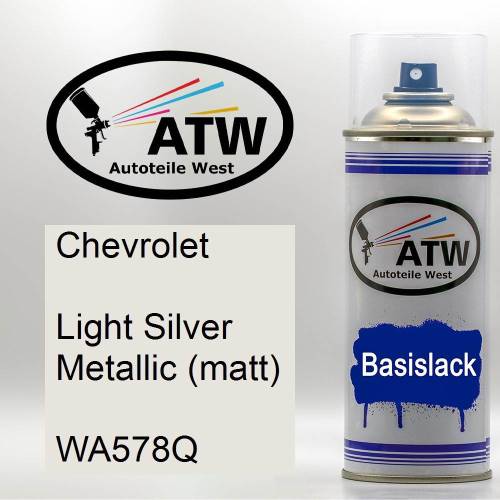 Chevrolet, Light Silver Metallic (matt), WA578Q: 400ml Sprühdose, von ATW Autoteile West.